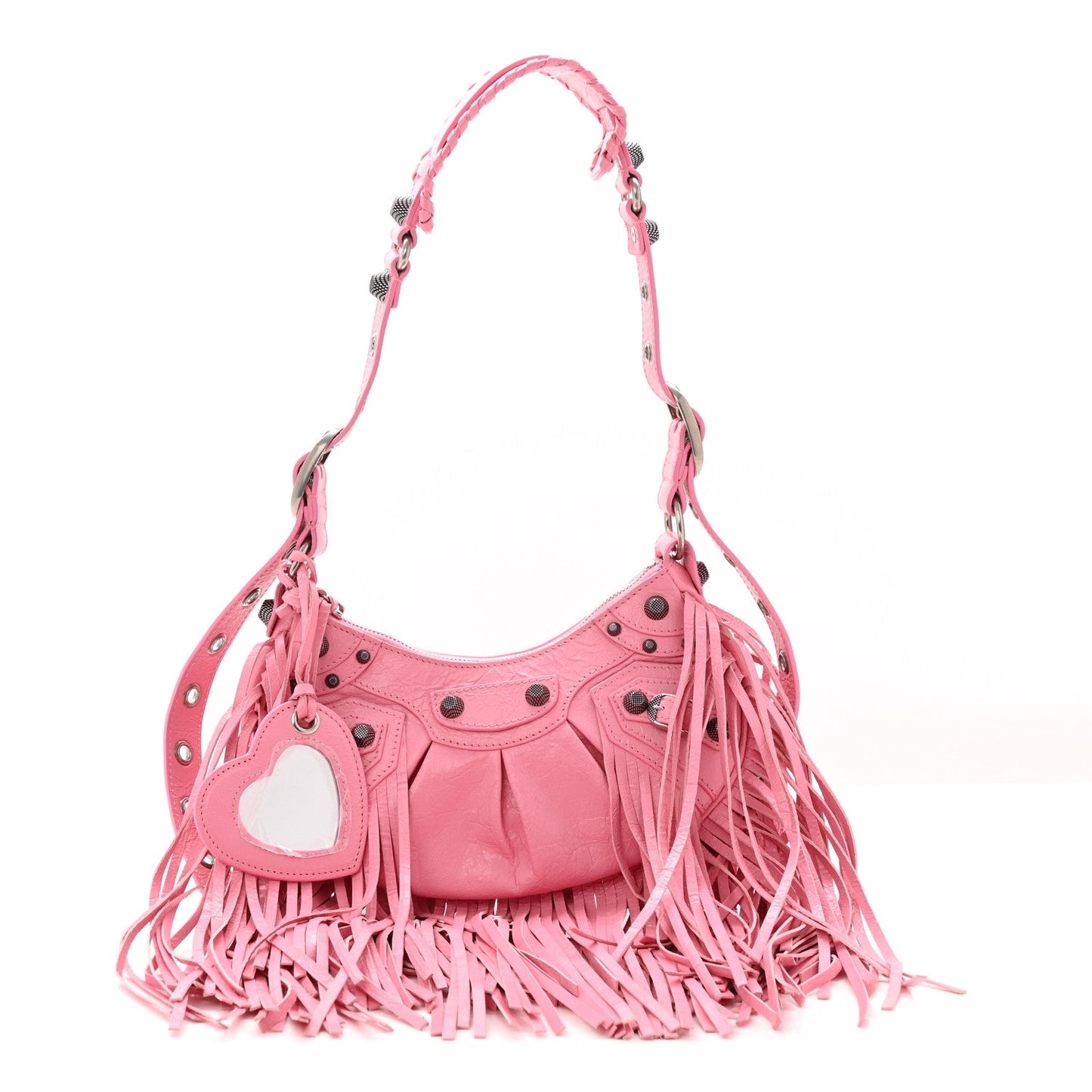 Agneau Arena Le Cagole Fringe Shoulder Bag XS Sweet Pink
