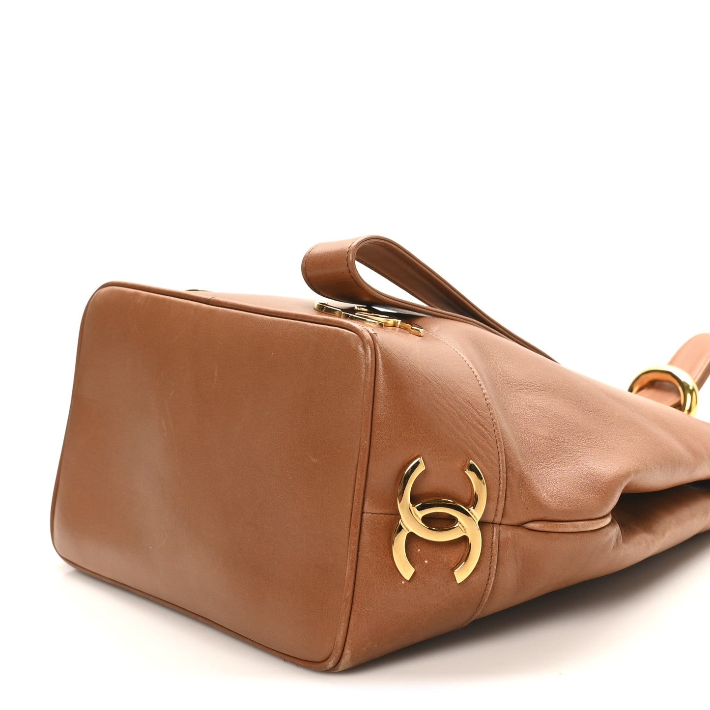 Calfskin CC Bucket Shoulder Bag Brown