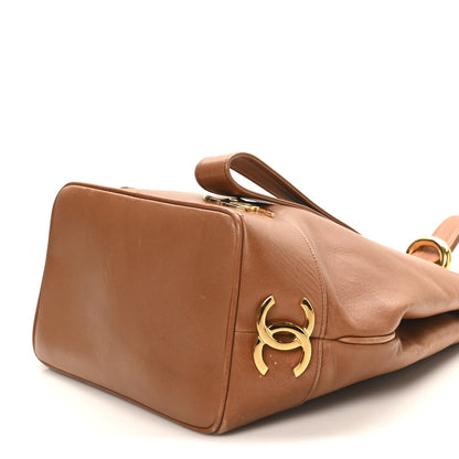 Calfskin CC Bucket Shoulder Bag Brown