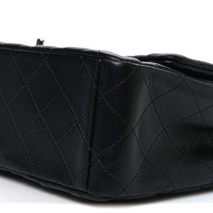 Lambskin Quilted Maxi Single Flap Black