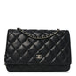 Lambskin Quilted Wallet On Chain WOC Black
