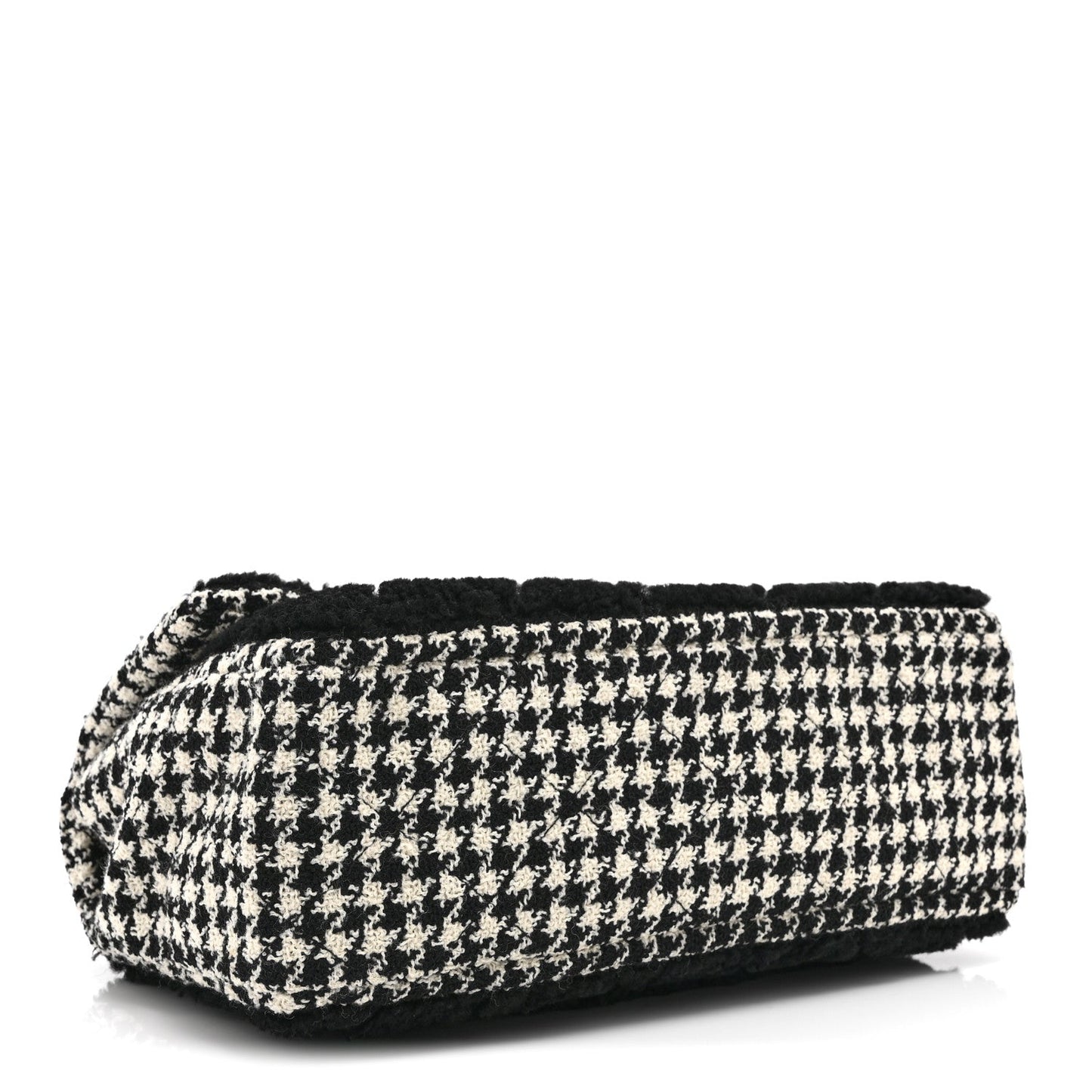 Shearling Tweed Jumbo Single Flap Black White