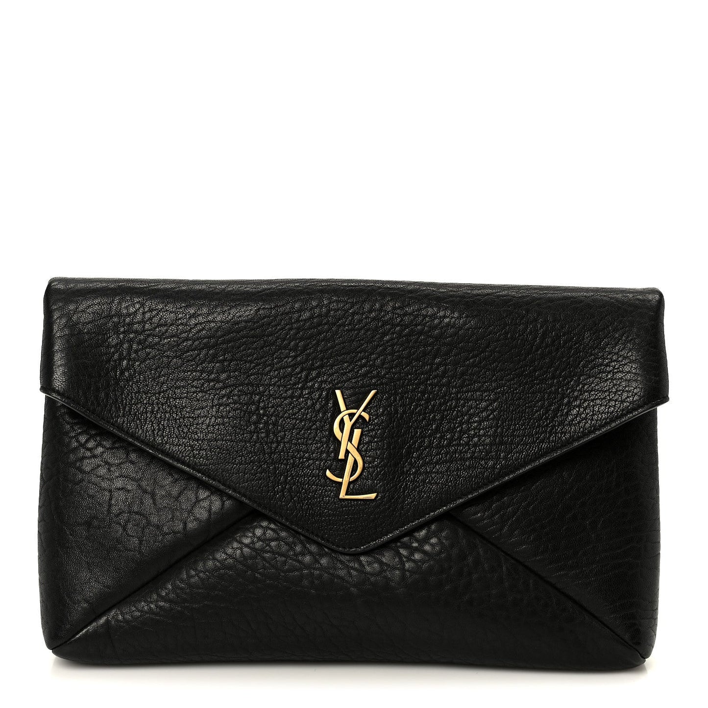 Grained Lambskin Cassandre Envelope Pouch Black