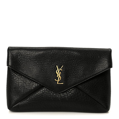 Grained Lambskin Cassandre Envelope Pouch Black