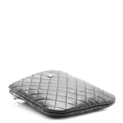Aged Calfskin Quilted Crossbody Bag Black