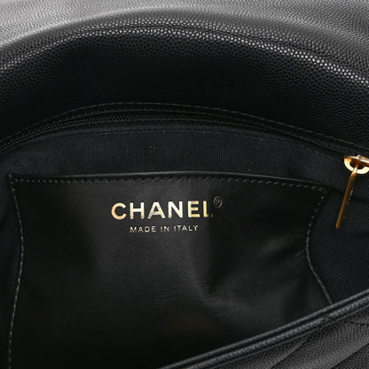 Caviar Quilted Medium Chain Flap  Black