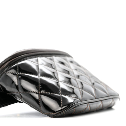Patent Calfskin Quilted Waist Belt Bag 70 28 Black