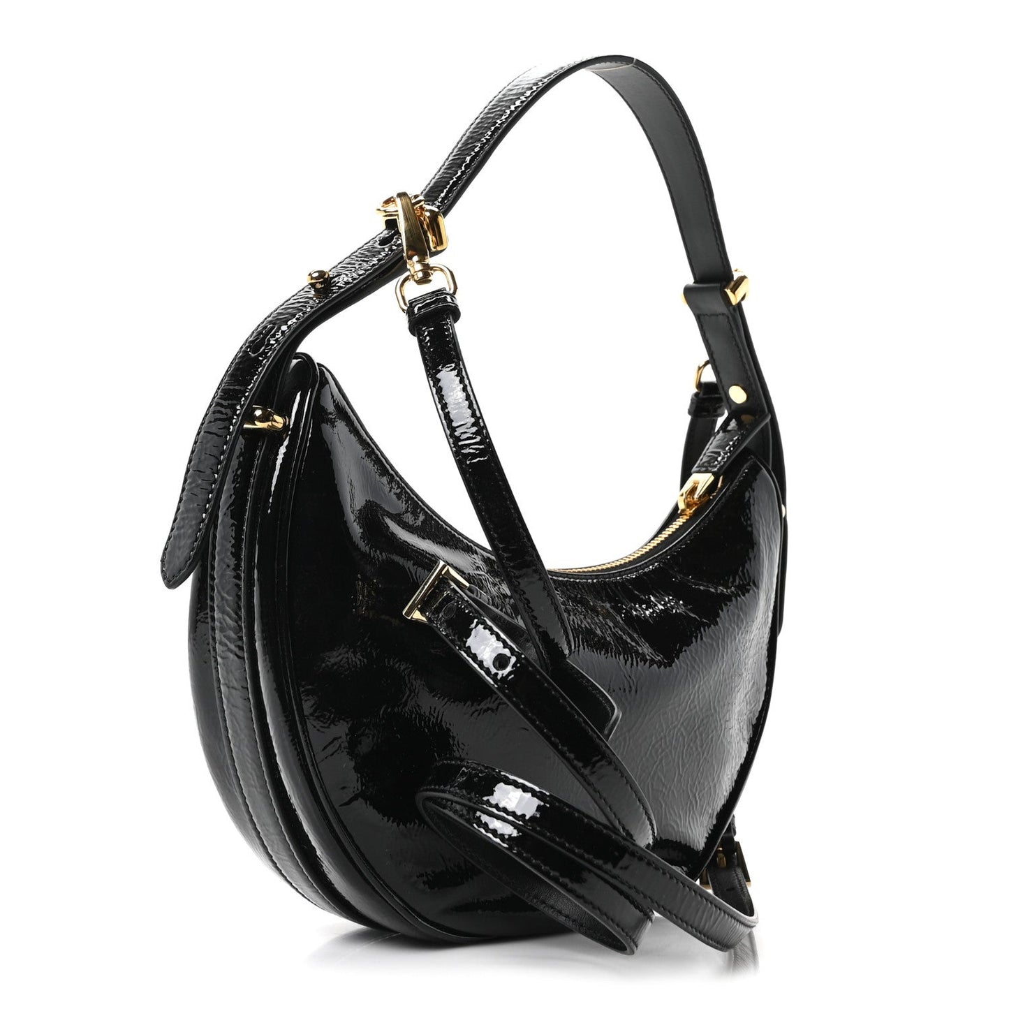 Patent Naplak Arque Shoulder Bag Black