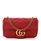 Calfskin Matelasse Super Mini GG Marmont Shoulder Bag Hibiscus Red