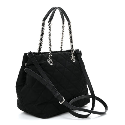 Nylon Tessuto Impuntu Quilted Tote Black