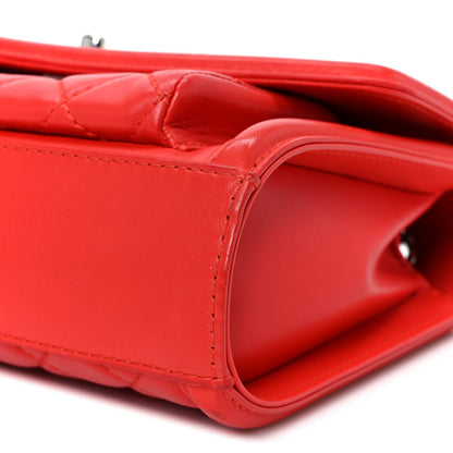 Lambskin Quilted Small Geometric Flap Red