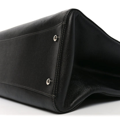 Caviar Medium Cerf Executive Shopper Tote Black