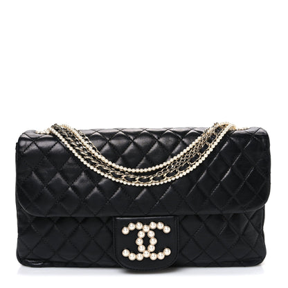 Lambskin Medium Westminster Pearl Flap Black