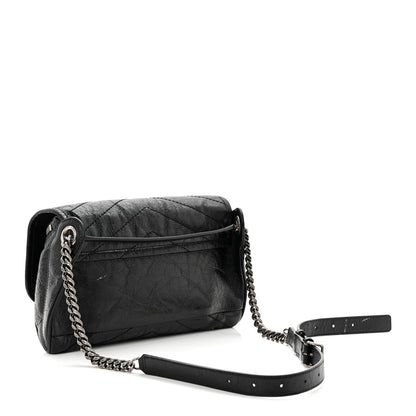 Crinkled Calfskin Matelasse Monogram Niki Body Bag Black