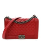 Calfskin Quilted New Medium Boy Flap Red
