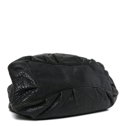 Crinkled Lambskin Mia Tote Black