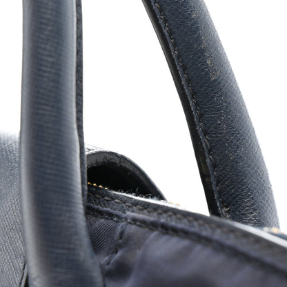 Tessuto Nylon Saffiano Shopping Tote Navy