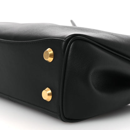 Natural Smooth Calfskin Mini Rodeo Top Handle Handbag Black