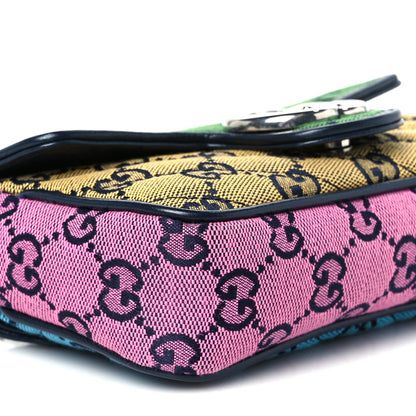 Monogram Multicolor Matelasse Diagonal Super Mini GG Marmont Shoulder Bag Green Blue Yellow Light Blue Pink