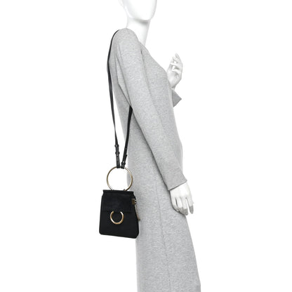 Suede Calfskin Mini Faye Bracelet Bag Black