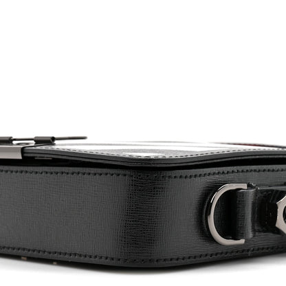 Saffiano Striped Mini Diag Binder Clip Bag Black White Indus