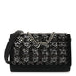 Suede Glitter Calfskin Embellished Paloma Clutch Black