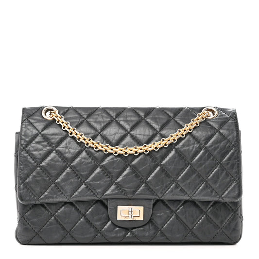 Aged Calfskin Quilted 2.55 Reissue 226 Flap Black