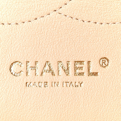 Lambskin Quilted Jumbo Double Flap Beige