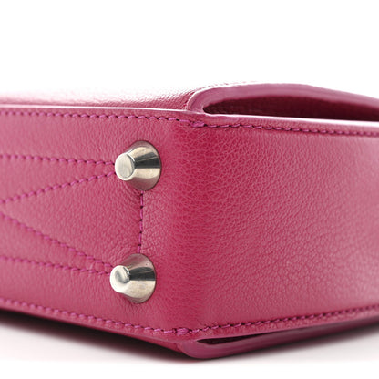 Silky Amish Grain Calfskin Box Shoulder Bag 19 Pink