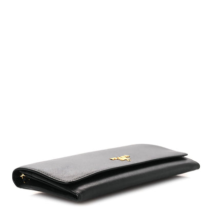 Saffiano Metal Oro Chain Wallet Black