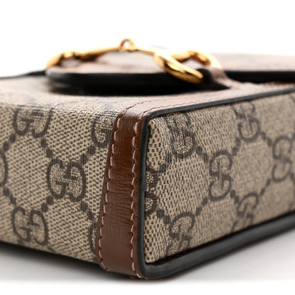 GG Supreme Monogram Mini Horsebit 1955 Crossbody Bag Beige Brown Sugar