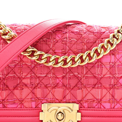 Lambskin Tweed Medium Boy Flap Fuchsia