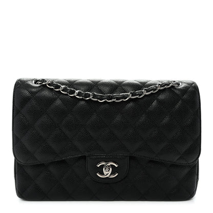 Caviar Quilted Jumbo Double Flap Black