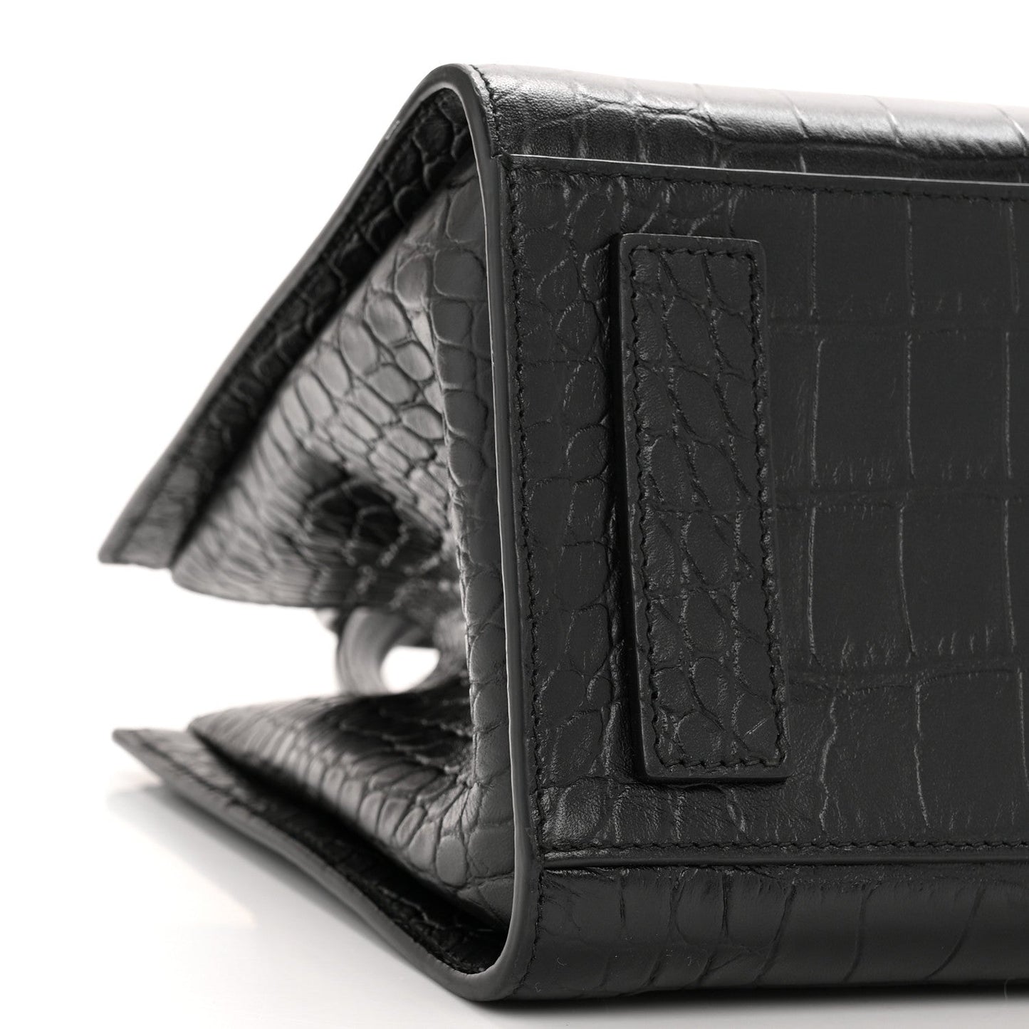 Calfskin Crocodile Embossed Medium Sharp Tote Black
