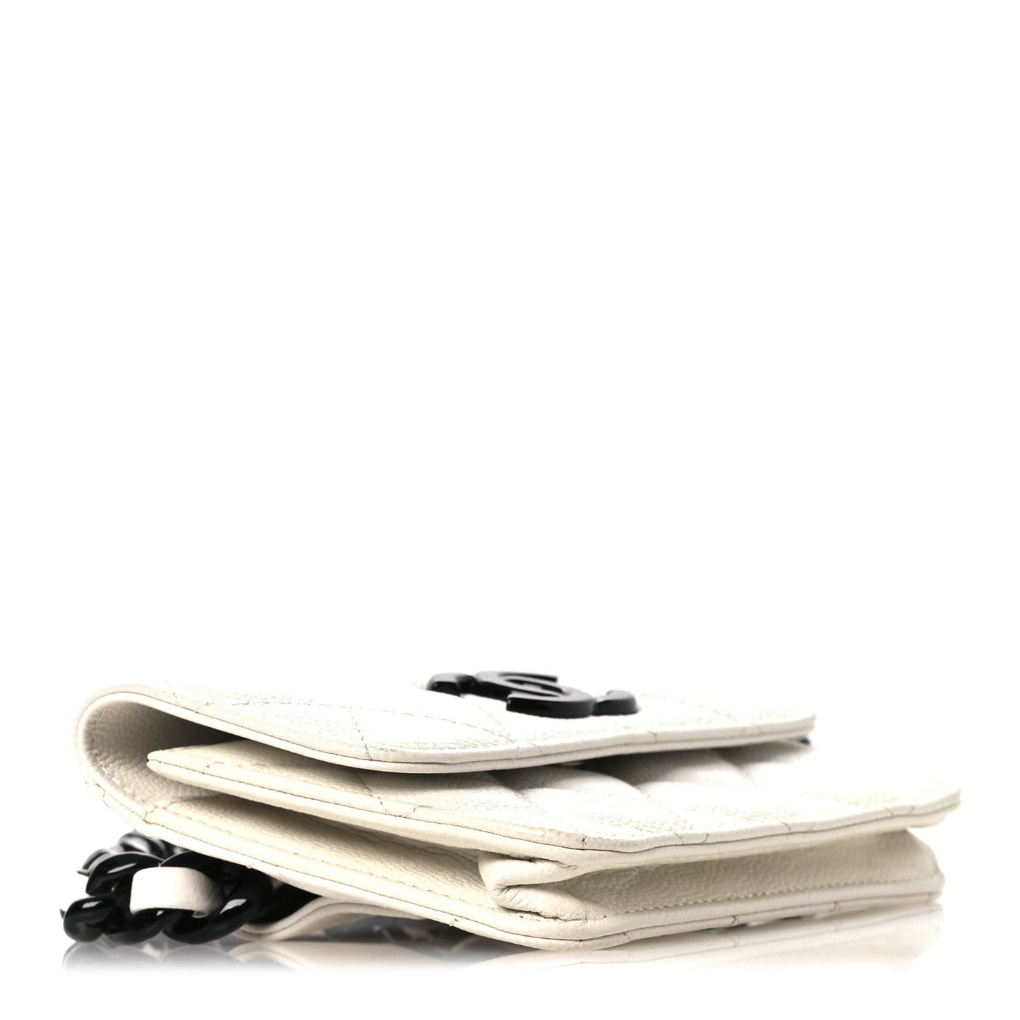 Caviar Quilted My Everything Belt Flap Card Holder White