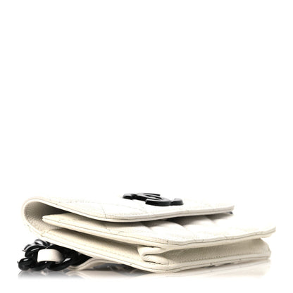 Caviar Quilted My Everything Belt Flap Card Holder White