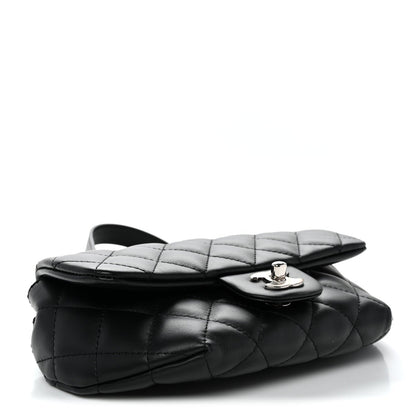 Calfskin Quilted CC Uniform Flap Belt Bag Black