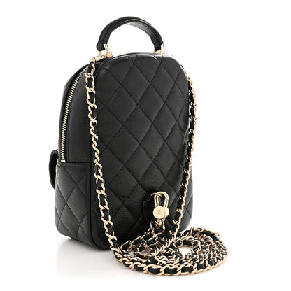 Caviar Quilted CC Mini Classic Backpack Black