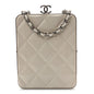 Lambskin Plexi Quilted CC Evening Clutch With Chain White