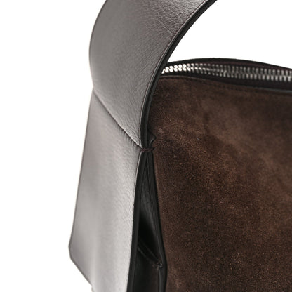 Suede Calfskin Gancini Twins Slouchy Crossbody Bag Brown