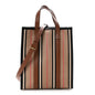 E-Canvas Stripe Small Portrait Tote Bag Archive Beige