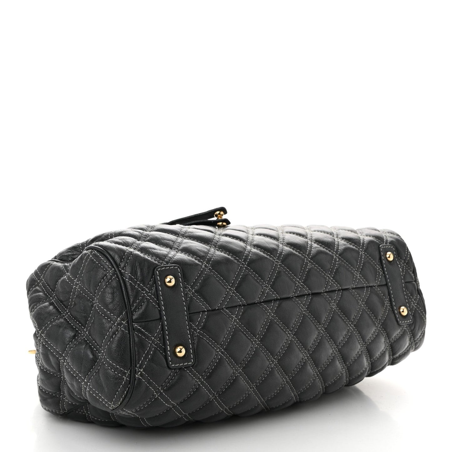 Calfskin Quilted Stam Dark Grey