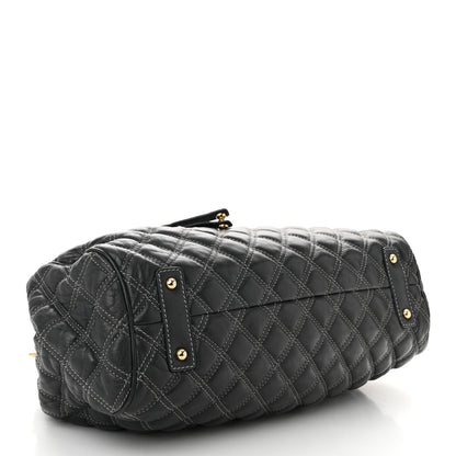Calfskin Quilted Stam Dark Grey