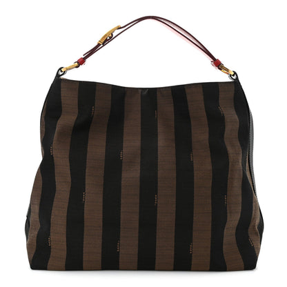 Pequin Cuoio Vegetale Medium Hobo Tobacco Rosso Black