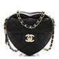 Lambskin Quilted CC In Love Heart Clutch With Chain Black
