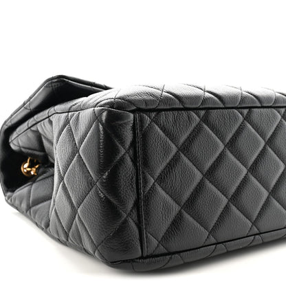 Calfskin Quilted XXL Travel Flap Bag Black