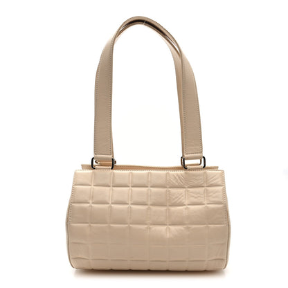 Lambskin Quilted CC Chocolate Bar Barrel Bag Beige