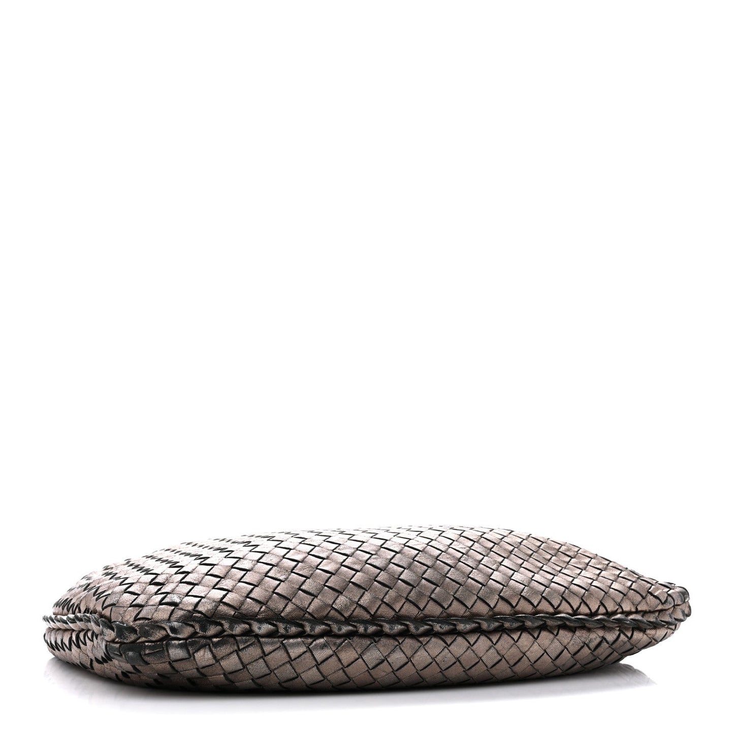 Metallic Nappa Intrecciato Medium Veneta Hobo Pewter
