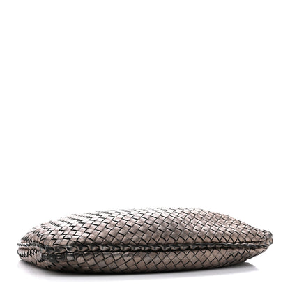 Metallic Nappa Intrecciato Medium Veneta Hobo Pewter