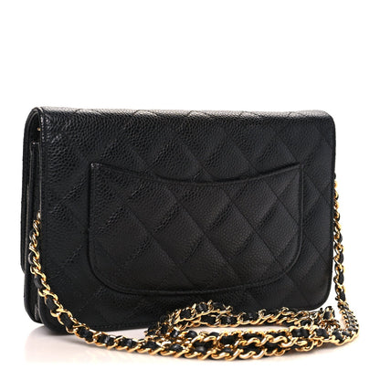 Caviar Quilted Wallet on Chain WOC Black
